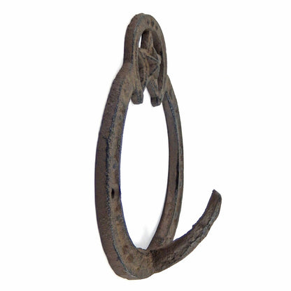 Cast Iron Lucky Horseshoe Star Wall Hook Rustic Western Coat Towel Key Hanger