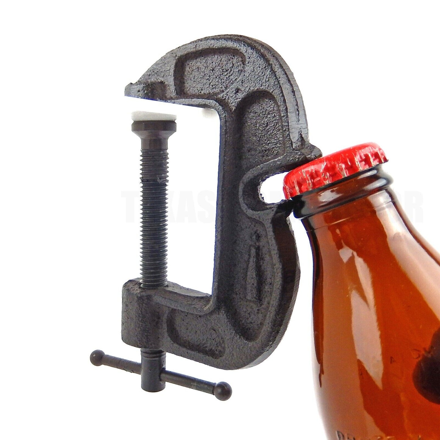 Cast Iron C Clamp Beer Soda Bottle Opener Rustic Bar Pub Workshop Garage Decor