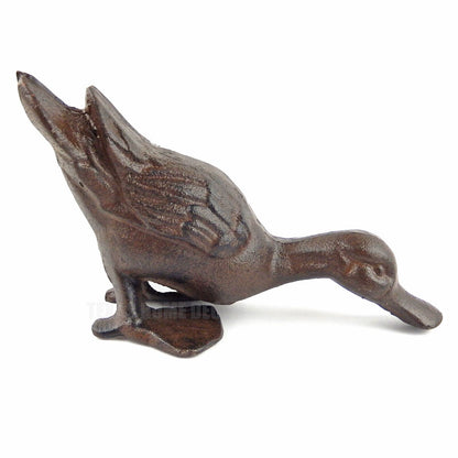 Cast Iron Duck Figurine Statue Garden Pond Yard Decor Heavy Duty Antique Brown