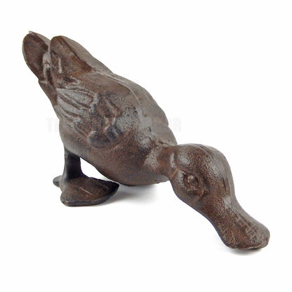 Cast Iron Duck Figurine Statue Garden Pond Yard Decor Heavy Duty Antique Brown