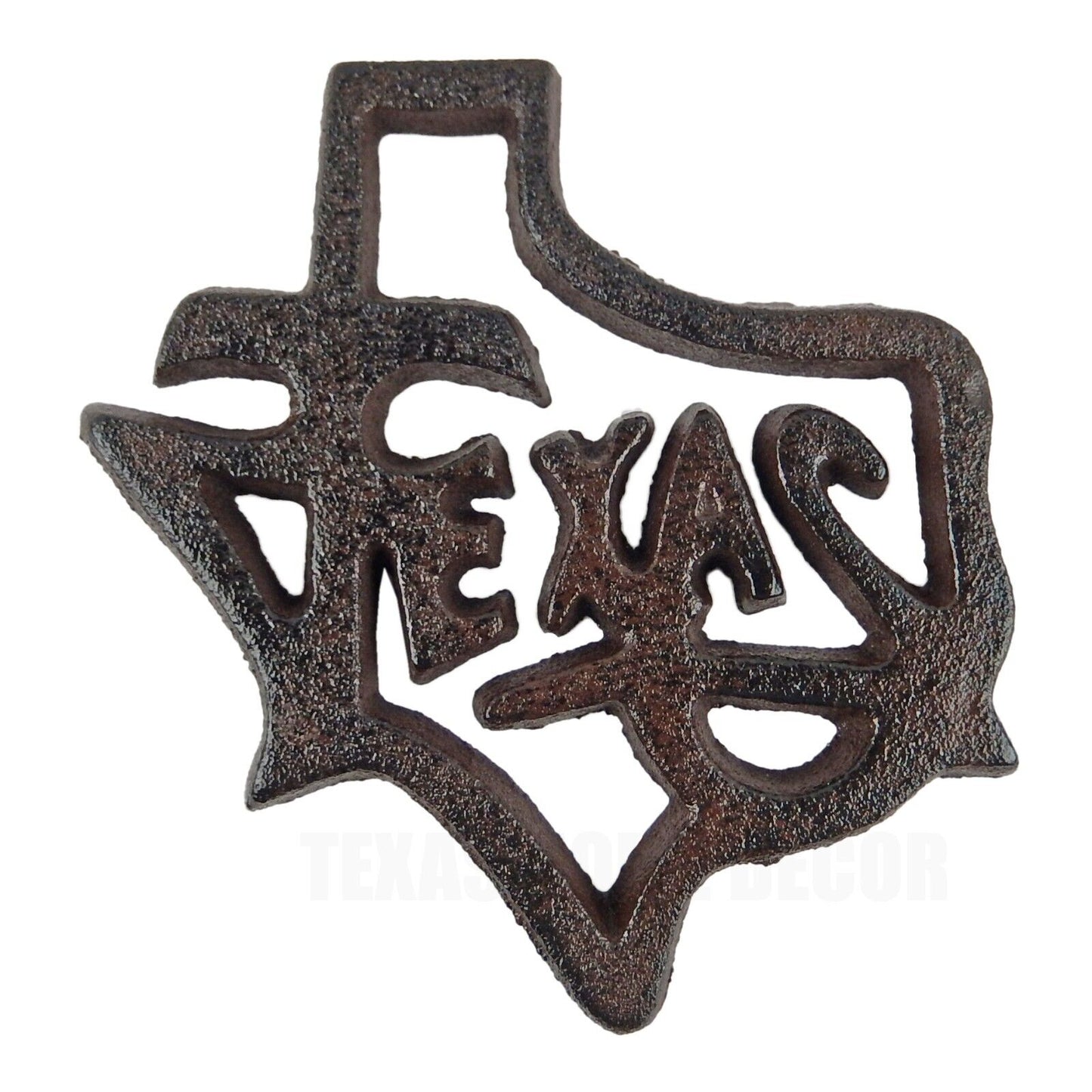 Cast Iron Texas Map Outline Wall Decor Heavy Duty Rustic Brown Finish 5.75 inch