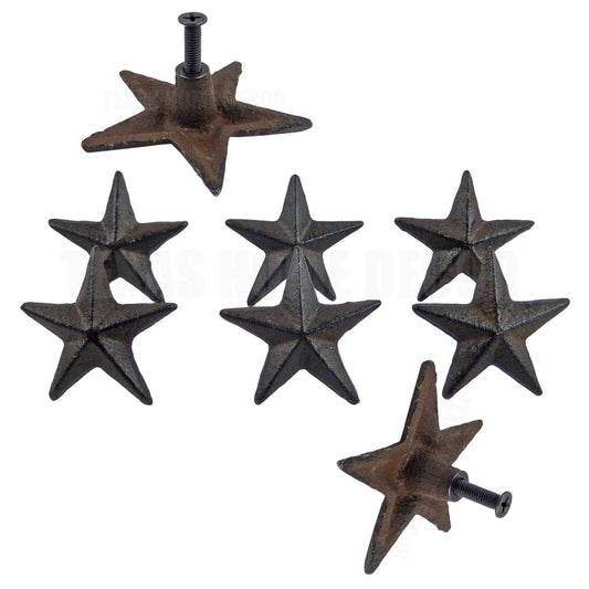 Rustic Star Drawer Pull Cabinet Door Handle Knobs Western Antique Style Set of 6