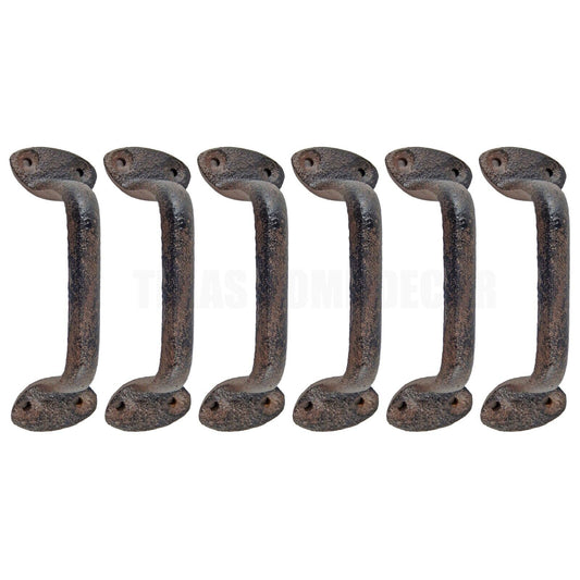 6 Cast Iron Door Handles Rustic Antique Style Barn Gate Shed Door Cabinet Pull