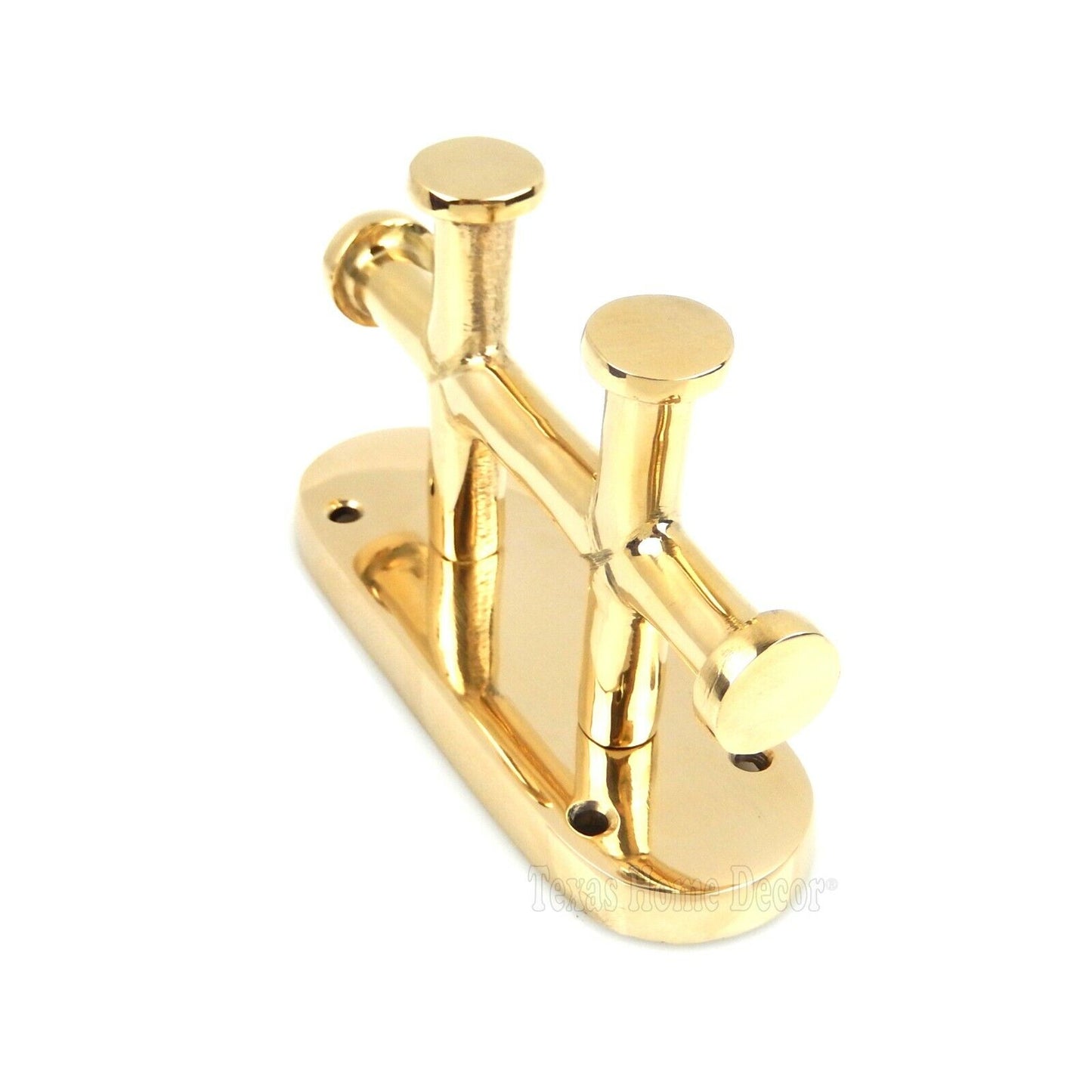 Solid Brass Double Cross Bollard Cleat Hook Towel Coat Hanger Nautical Decor
