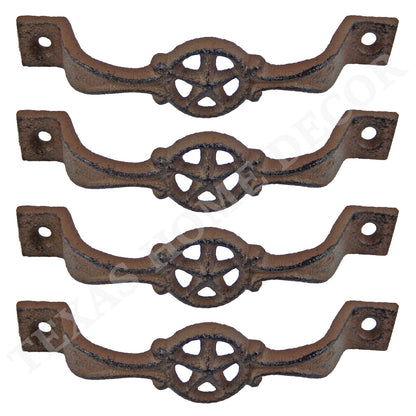 4 Star Handles Cast Iron Antique Style Rustic Barn Gate Drawer Pull Shed Door