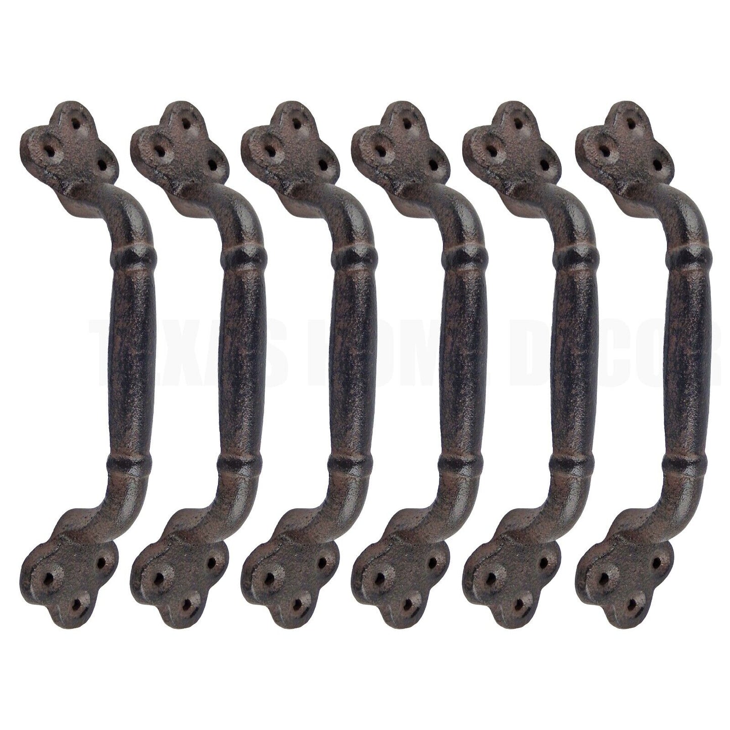 6 Large Cast Iron Door Handles Rustic Heavy Duty Garden Gate Shed Barn Pull 9 in