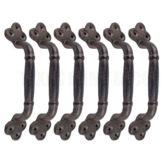 6 Large Cast Iron Door Handles Rustic Heavy Duty Garden Gate Shed Barn Pull 9 in