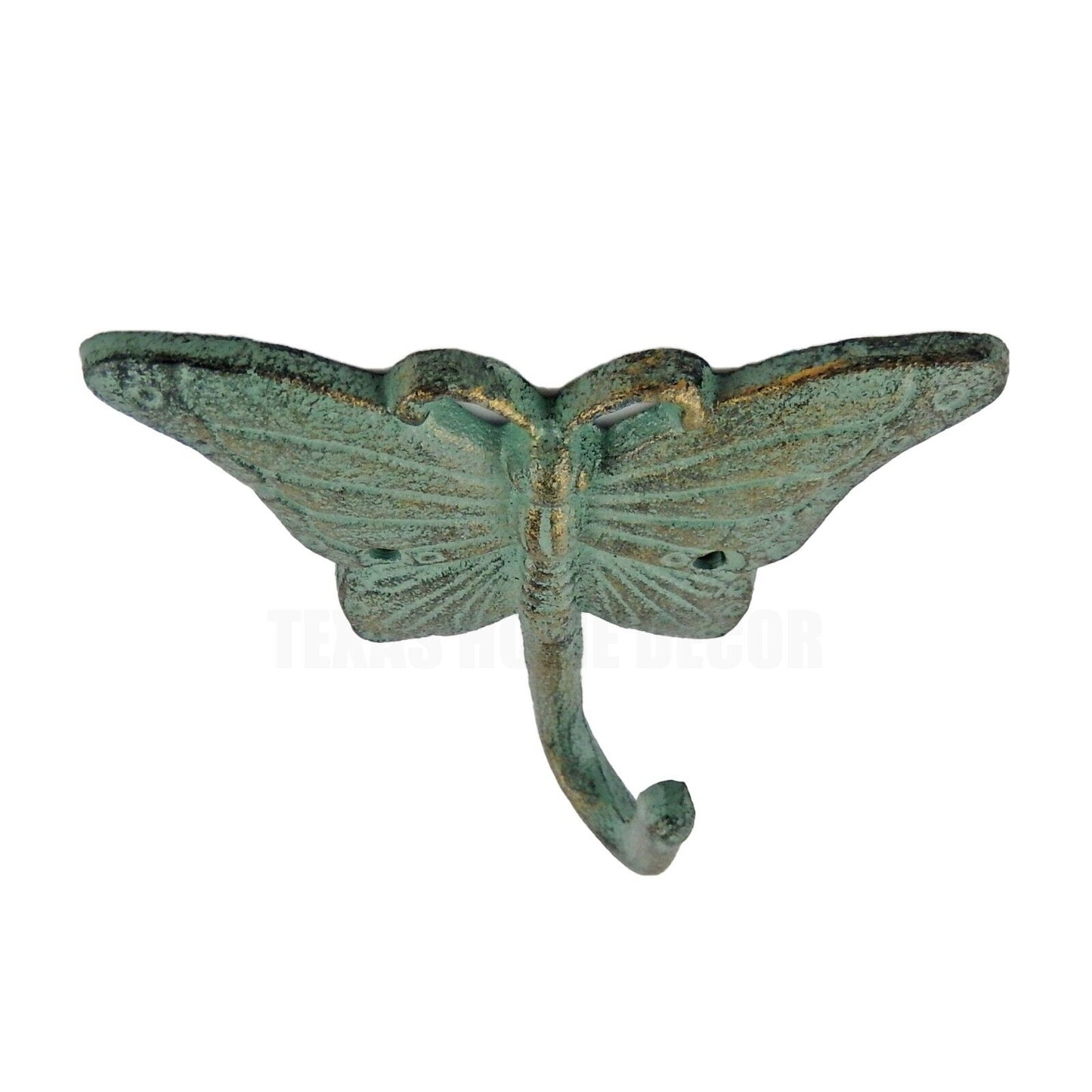 Cast Iron Butterfly Wall Hook Verdigris Green Gold Key Towel Coat Hanger