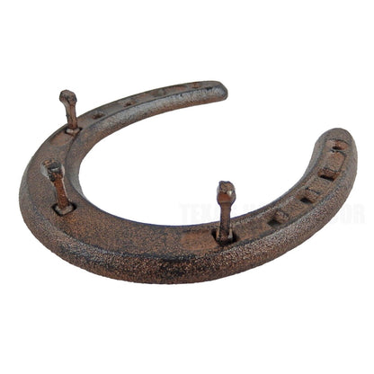 Large Cast Iron Lucky Horseshoe Wall Hook Key Towel Coat Hanger Rustic Brown