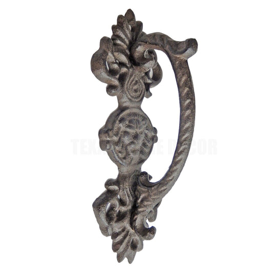 Large Lion Face Door Handle Pull Cast Iron Antique Brown Ornate Style 9.25 inch