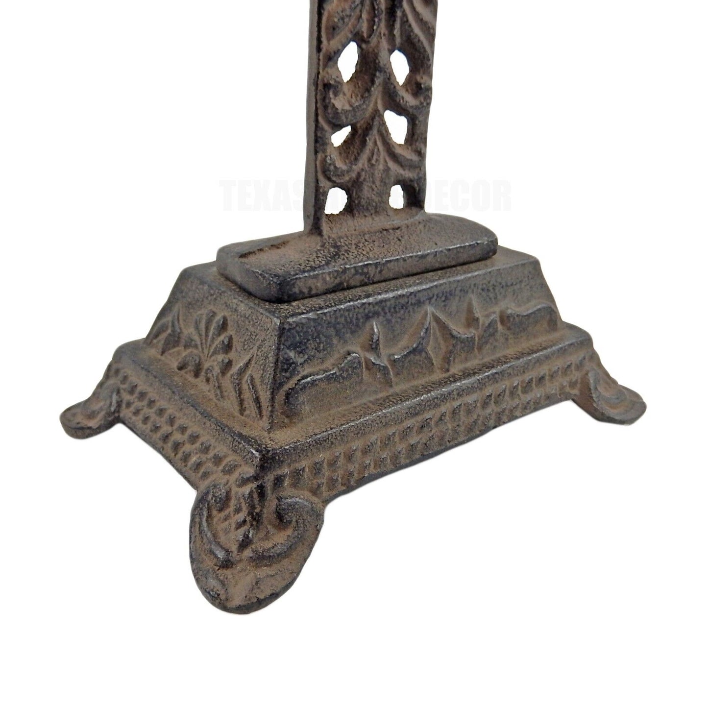 Celtic Floral Standing Cross Cast Iron Rustic Brown Antique Style 10 in Tall