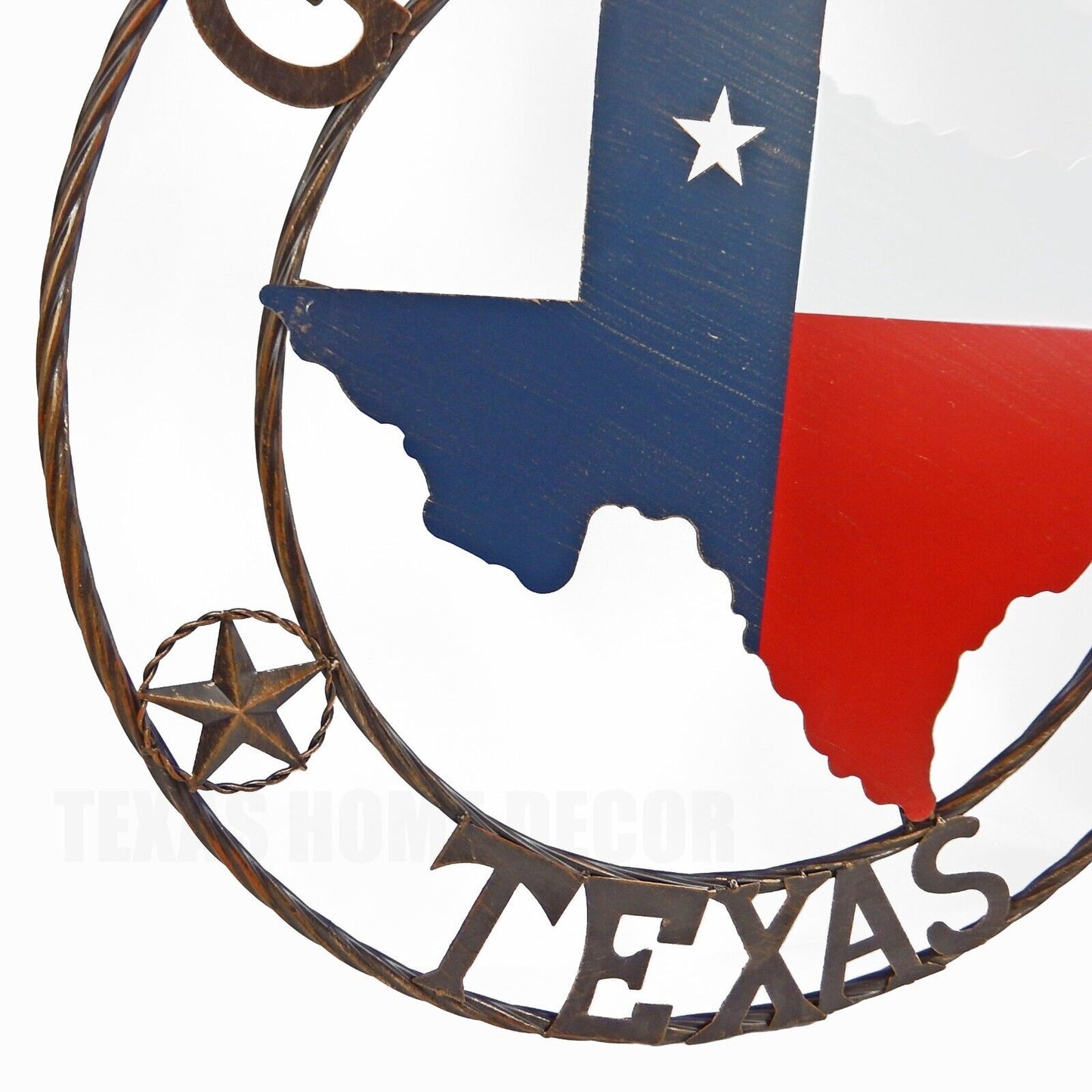 Metal God Bless Texas Stars Map Flag Wall Decor Rustic Brushed Copper 24 inch