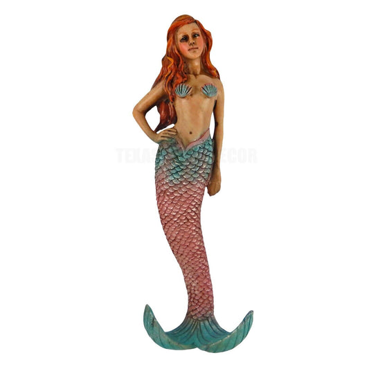 Mermaid Wall Decor Figurine Hand Painted Nautical Beach House Statue 10 inch