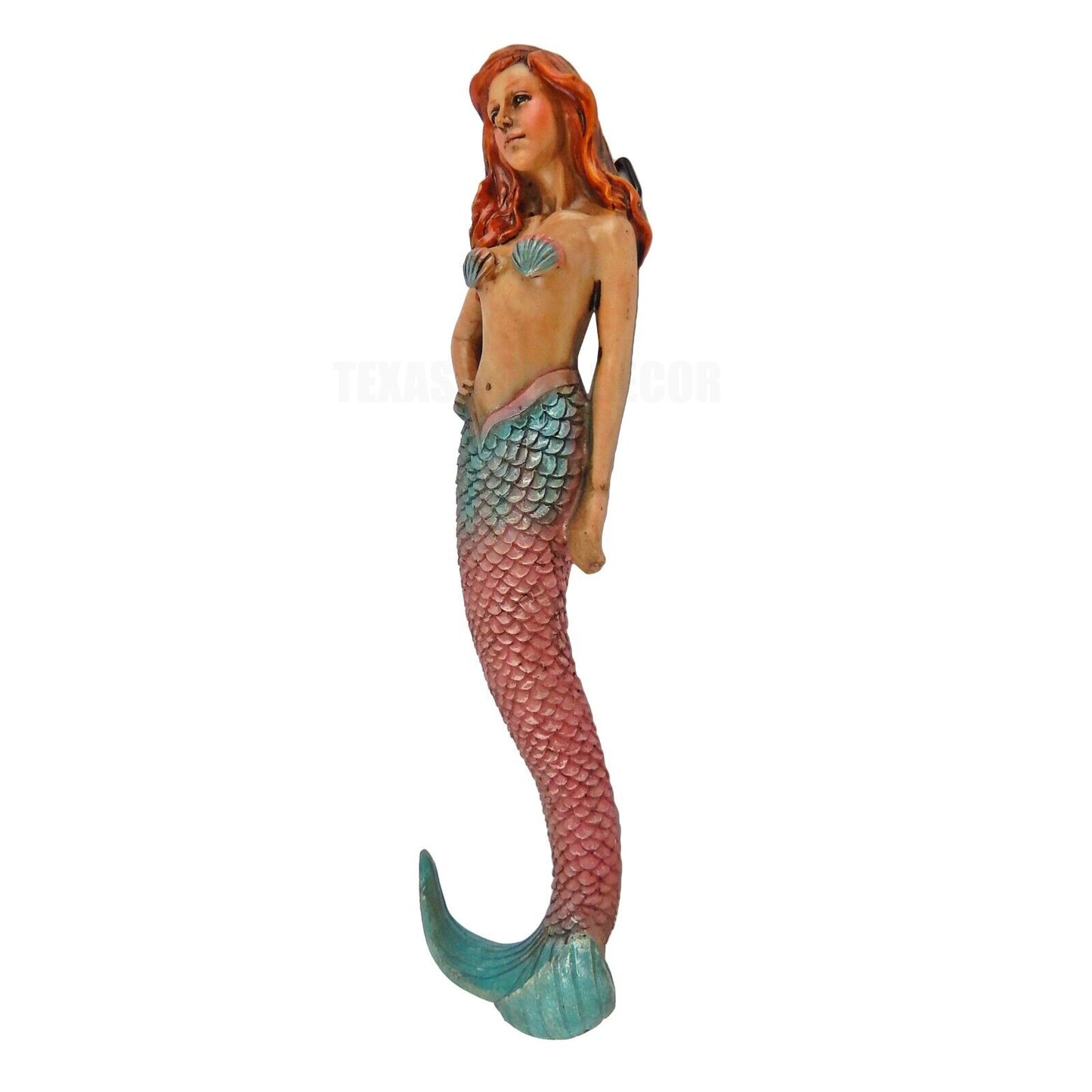 Mermaid Wall Decor Figurine Hand Painted Nautical Beach House Statue 10 inch