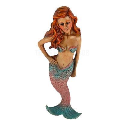 Mermaid Wall Decor Figurine Hand Painted Nautical Beach House Statue 10 inch