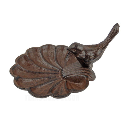 Bird Seashell Feeder Trinket Key Dish Soap Holder Ashtray Cast Iron Rustic Brown