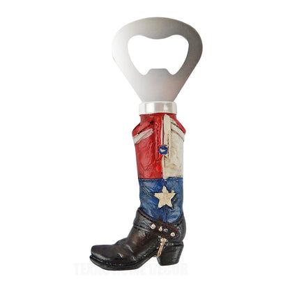 Texas Boot Beer Bottle Opener Hand-Held Flag Colors Metal Tip Rustic Decor