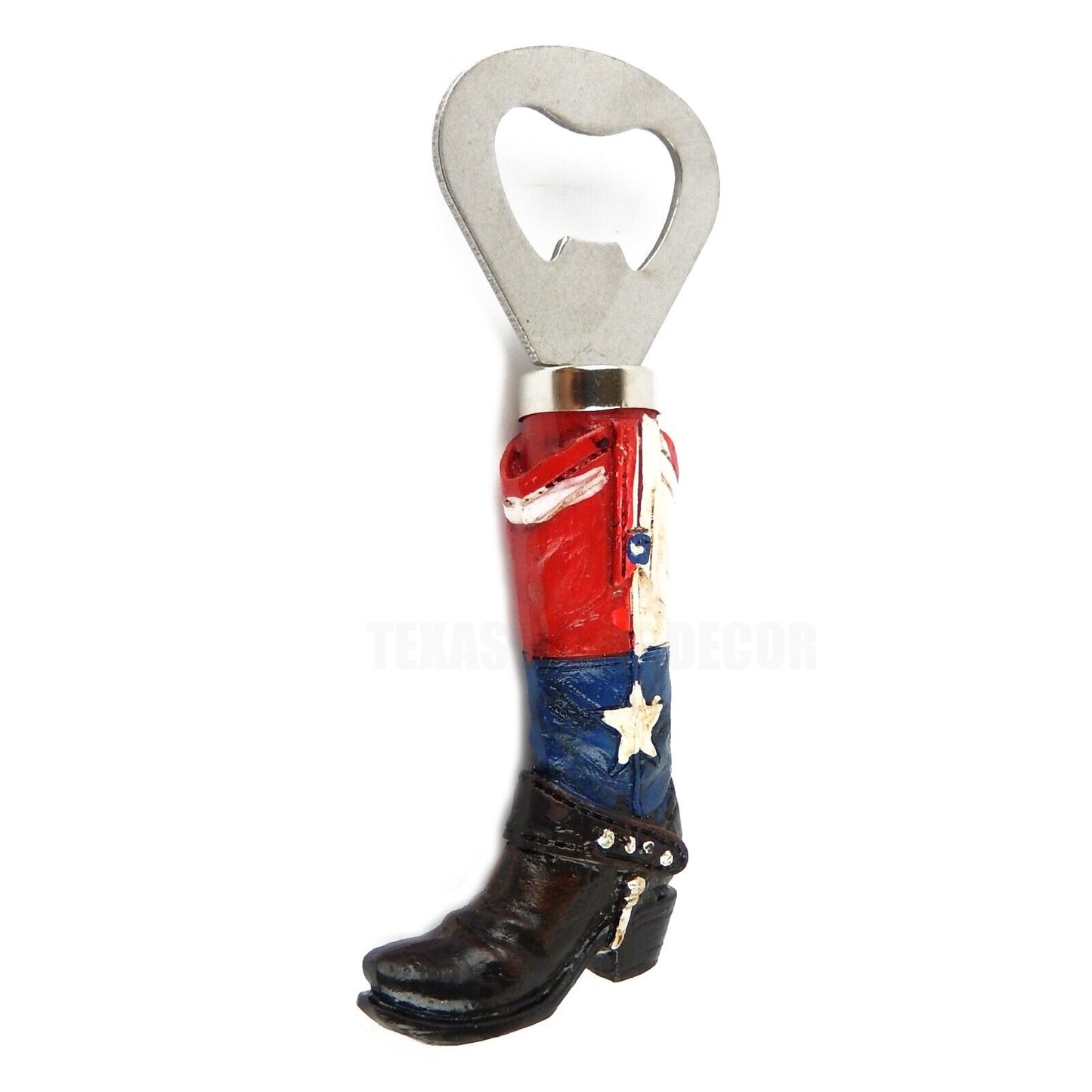 Texas Boot Beer Bottle Opener Hand-Held Flag Colors Metal Tip Rustic Decor