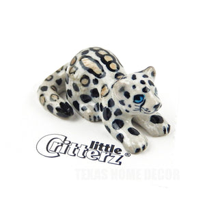 Little Critterz Miniature Collectors Snow Leopard Cub "King" Porcelain Figurine