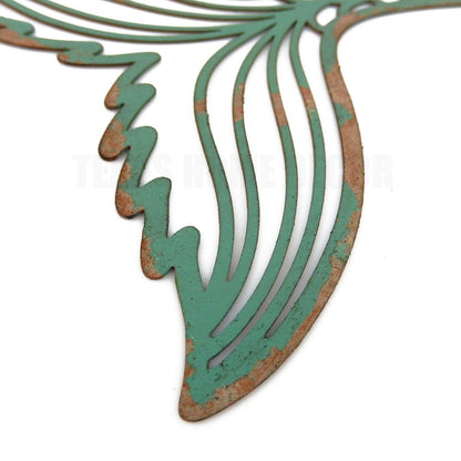 Metal Mermaid Tail Wall Decor Cut Out Nautical Beach House Accent Rustic Green