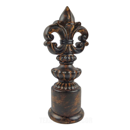 Fleur De Lis Standing Finial Statue Shelf Table Mantel Top Decor Brushed Brown