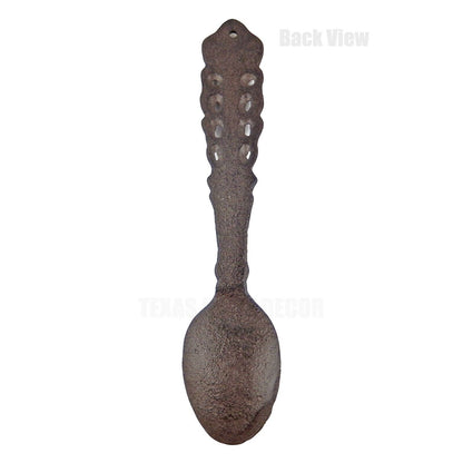 Rustic Cast Iron Decorative Spoon Kitchen Wall Decor Heavy Duty Floral Accents