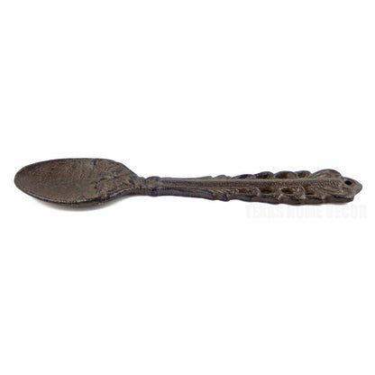 Rustic Cast Iron Decorative Spoon Kitchen Wall Decor Heavy Duty Floral Accents