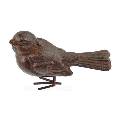 Cast Iron Bird Figurine Statue Garden Porch Fountain Decor Antique Brown 4.5 in