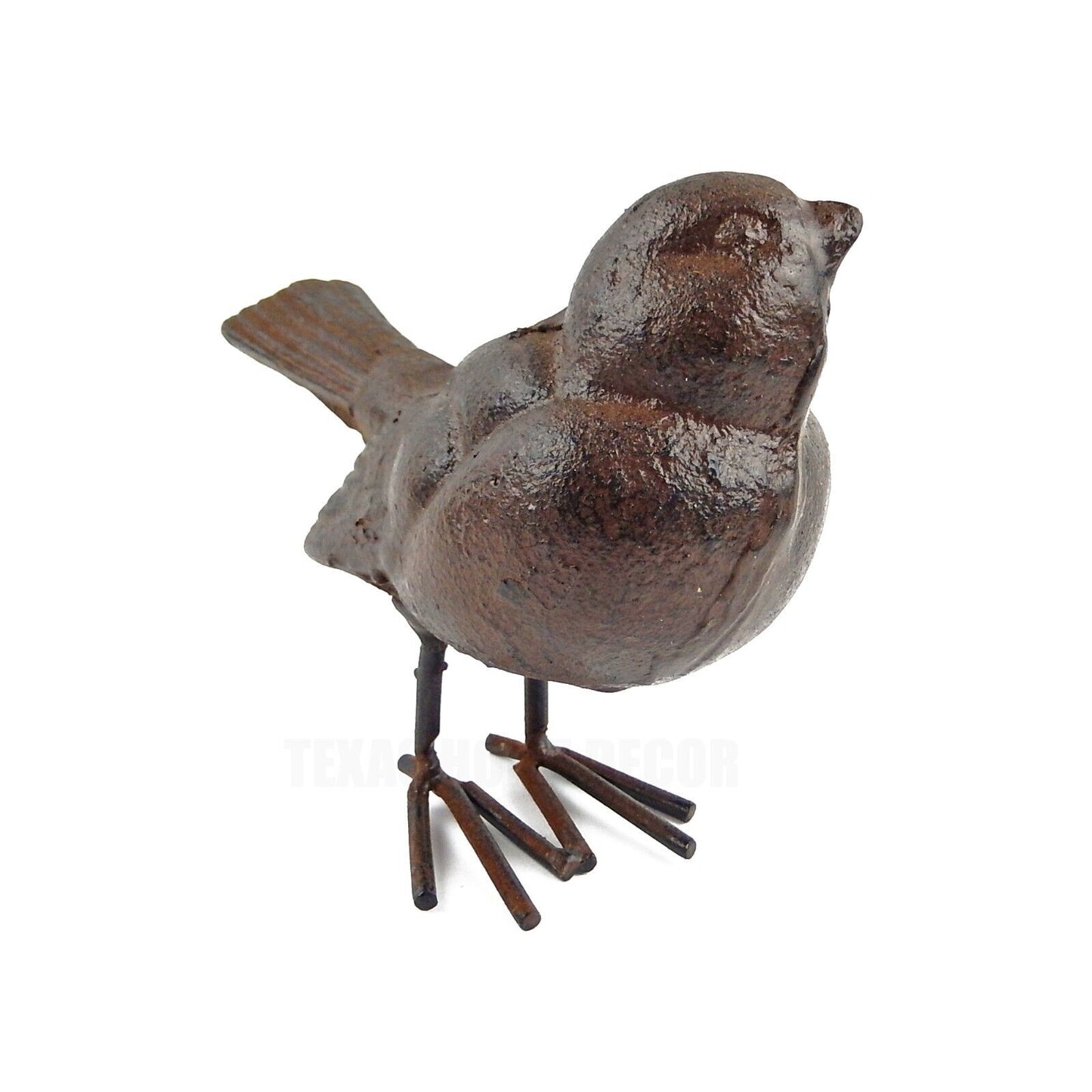 Cast Iron Bird Figurine Statue Garden Porch Fountain Decor Antique Brown 4.5 in