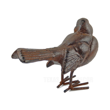 Cast Iron Bird Figurine Statue Garden Porch Fountain Decor Antique Brown 4.5 in