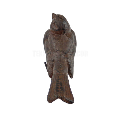 Cast Iron Bird Figurine Statue Garden Porch Fountain Decor Antique Brown 4.5 in