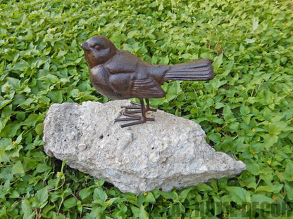 Cast Iron Bird Figurine Statue Garden Porch Fountain Decor Antique Brown 4.5 in