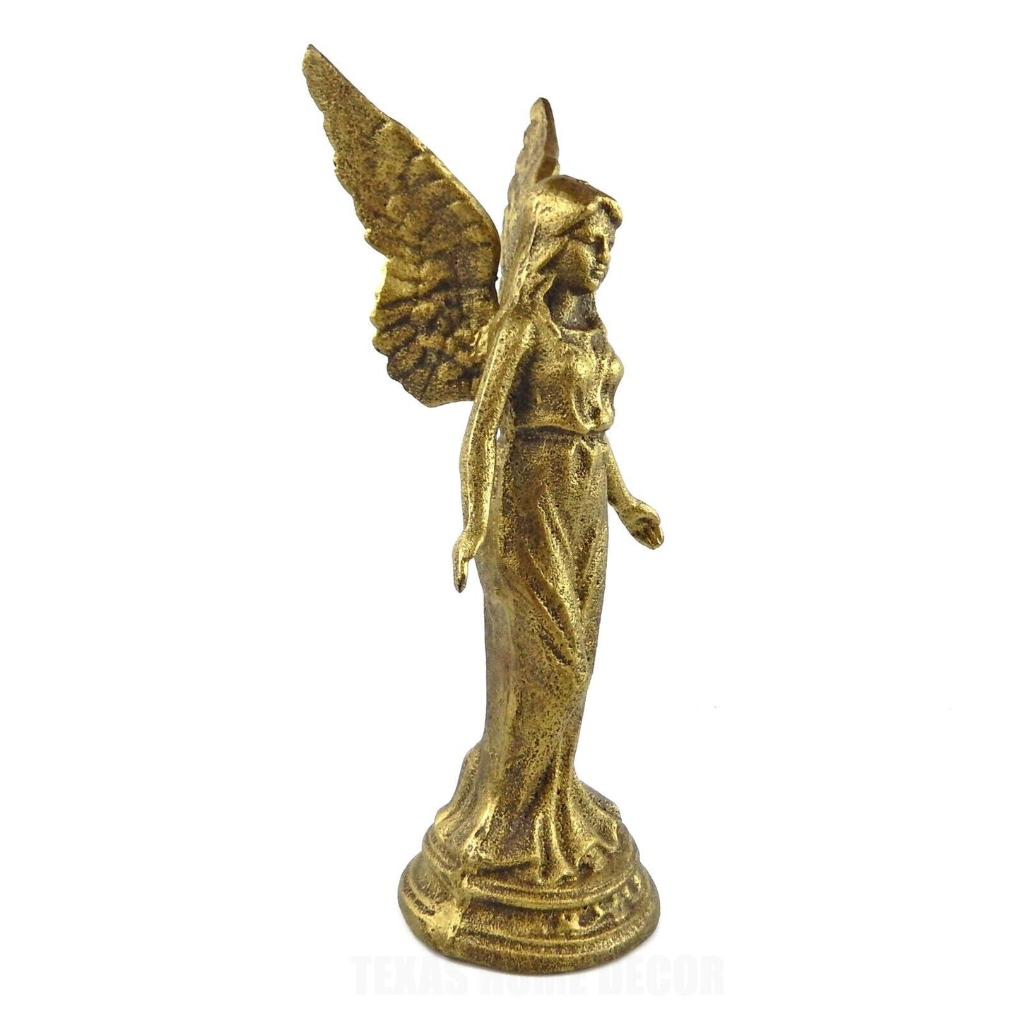 Large Guardian Angel Garden Figurine Statue Cast Iron Antique Gold 14.5 inch