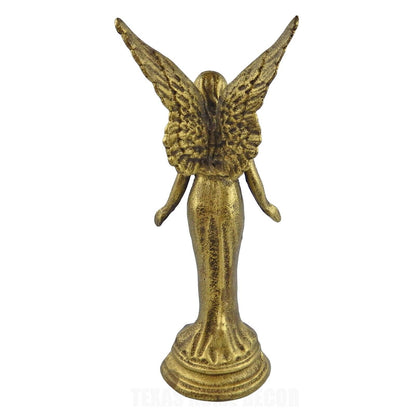 Large Guardian Angel Garden Figurine Statue Cast Iron Antique Gold 14.5 inch