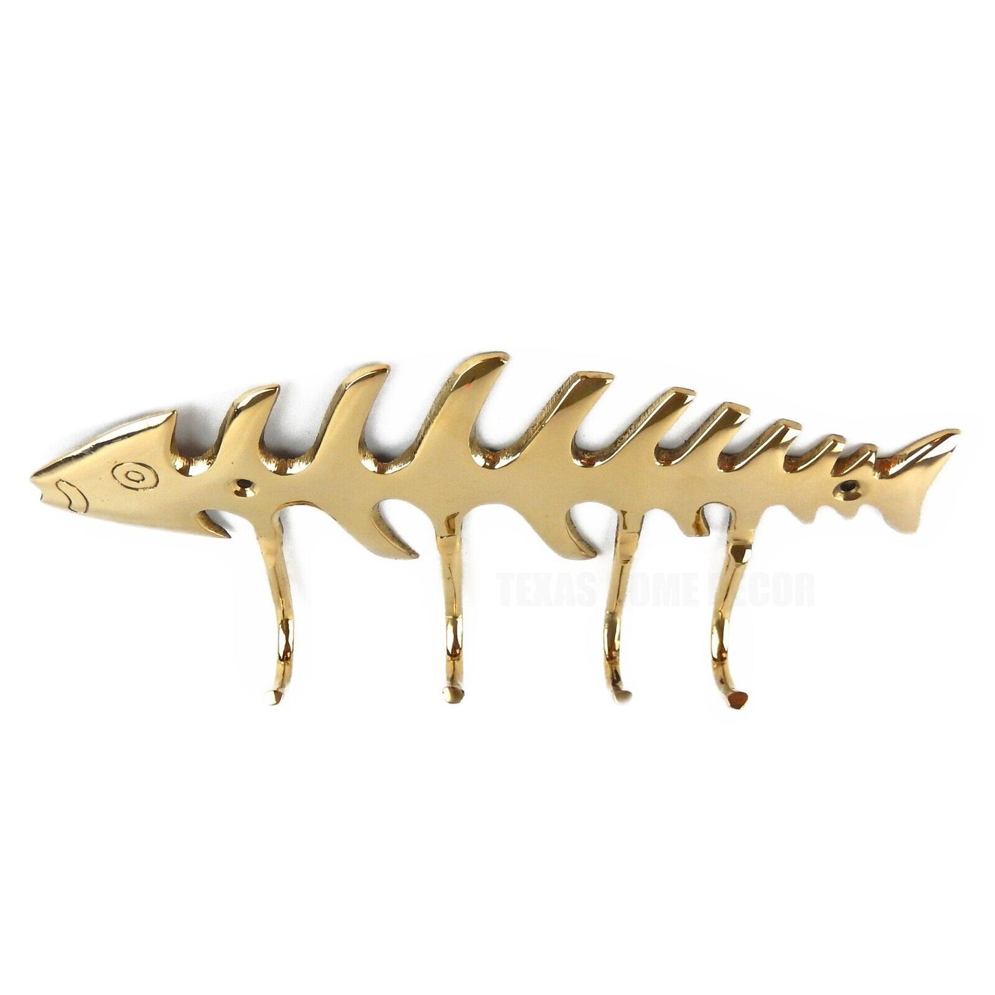 Solid Brass Skeleton Fish Bones Wall Hook Key Coat Rack Towel Hanger Gold