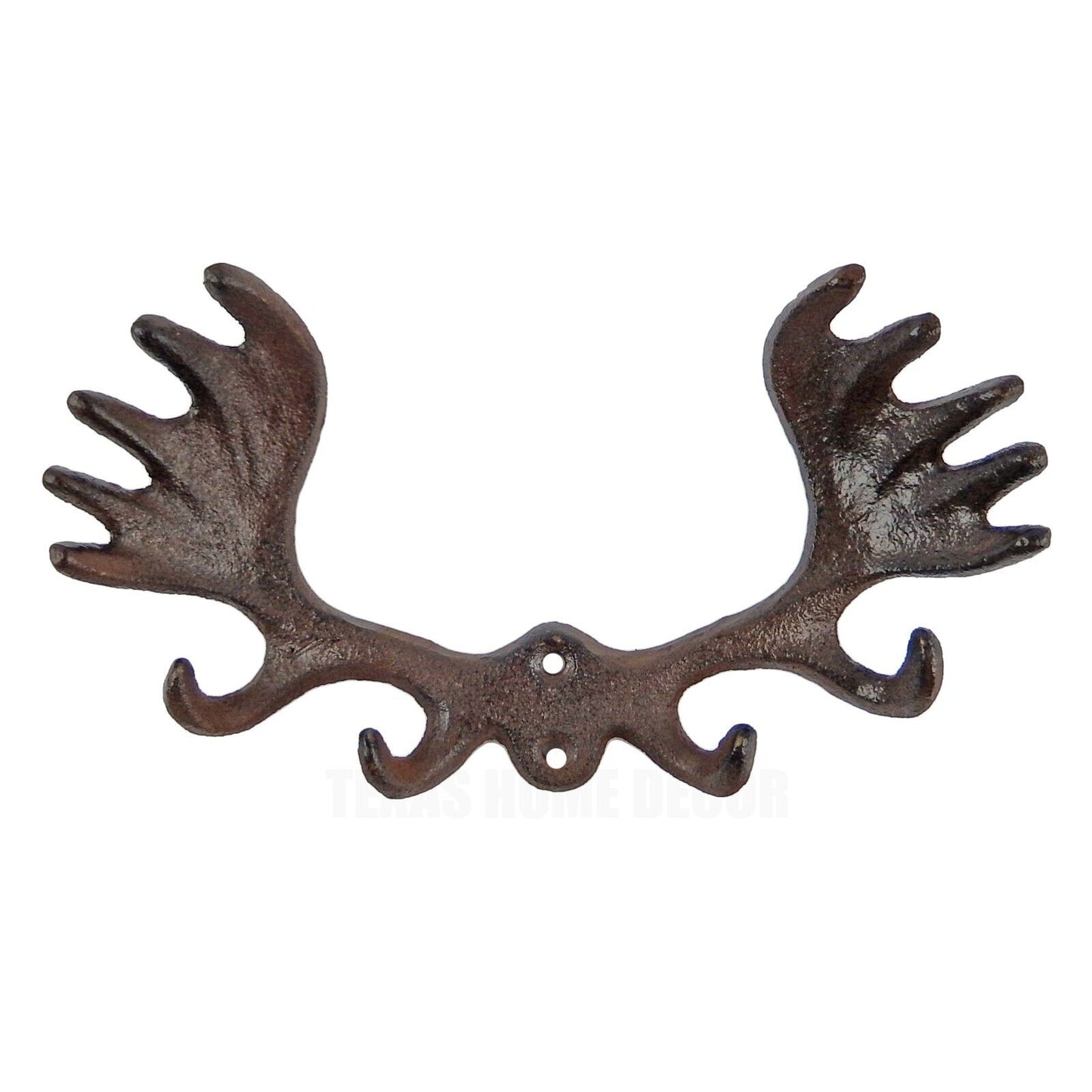 Moose Antler Wall Hook Key Rack Towel Coat Hanger Cast Iron Rustic Cabin Decor