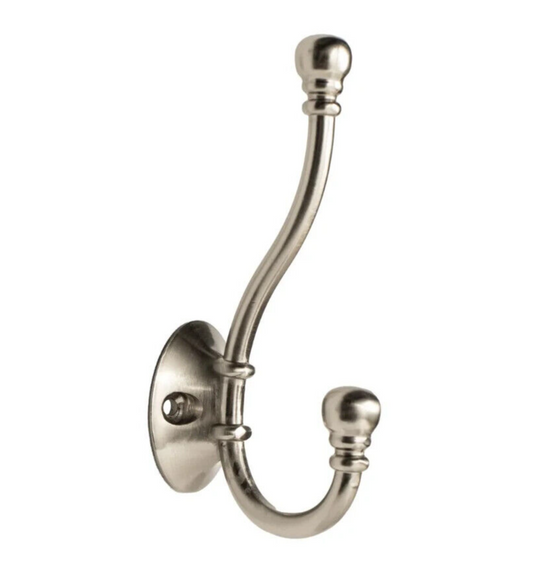 Fancy Brushed Stainless Steel Double Wall Hook Bathroom Door Towel Coat Hanger