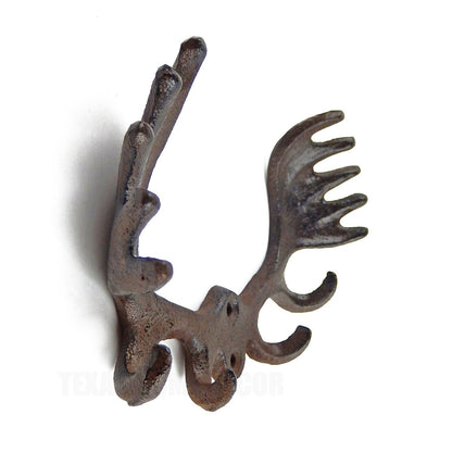 Moose Antler Wall Hook Key Rack Towel Coat Hanger Cast Iron Rustic Cabin Decor