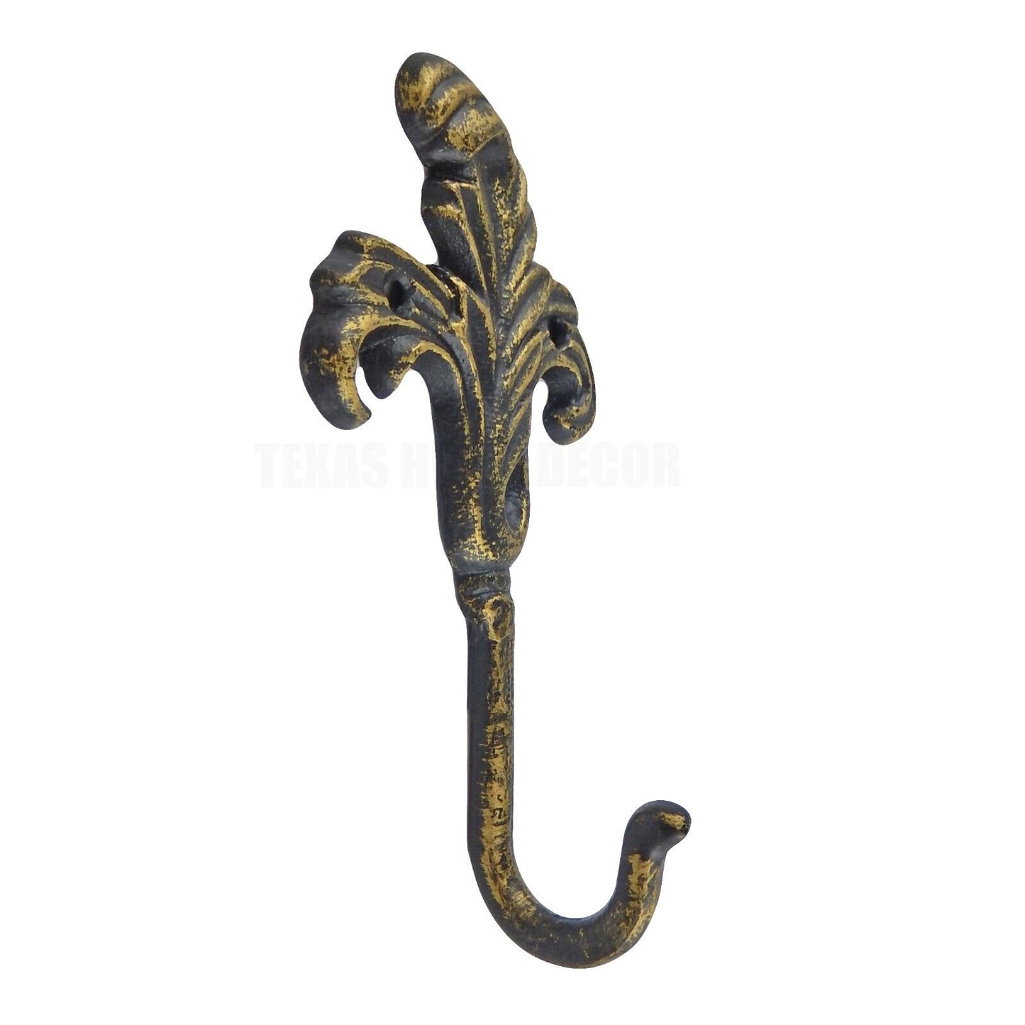 Metal Iris Flower Wall Hook Cast Iron Key Towel Coat Hanger Rustic Gold Finish
