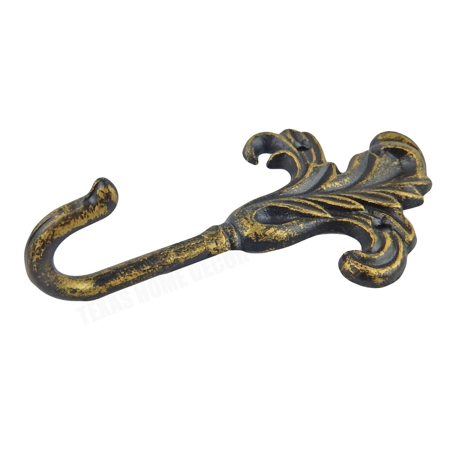 Metal Iris Flower Wall Hook Cast Iron Key Towel Coat Hanger Rustic Gold Finish