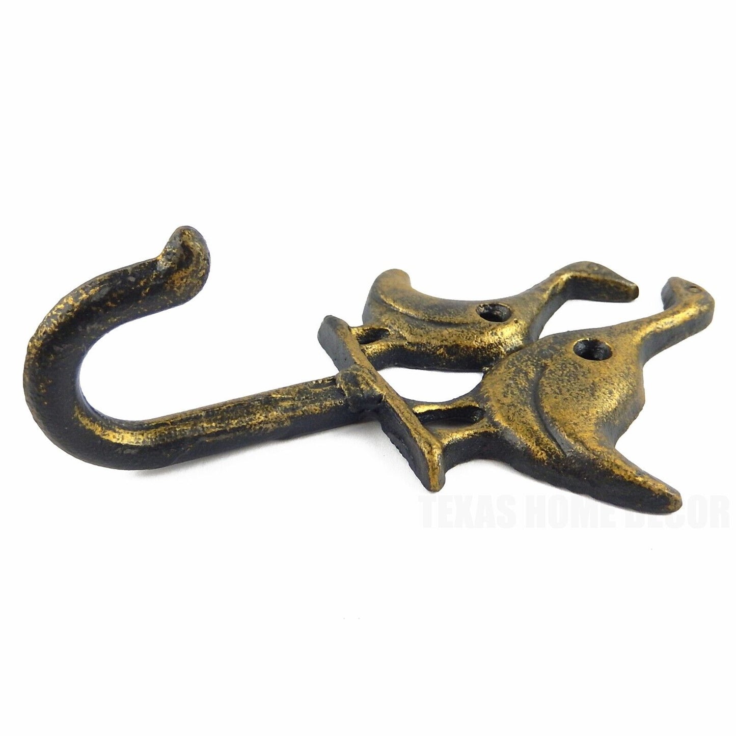 Metal Ducks Wall Hook Cast Iron Key Towel Coat Hanger Rustic Gold Finish