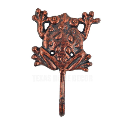 Metal Frog Wall Hook Cast Iron Key Towel Coat Hanger Rustic Copper Finish