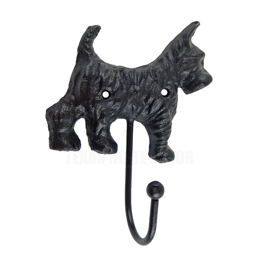 Scottie Dog Wall Hook Cast Iron Key Towel Leash Coat Hanger Black Finish