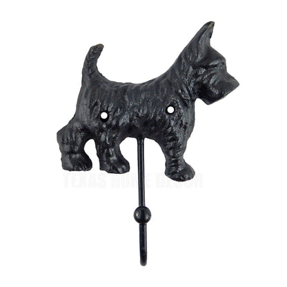 Scottie Dog Wall Hook Cast Iron Key Towel Leash Coat Hanger Black Finish