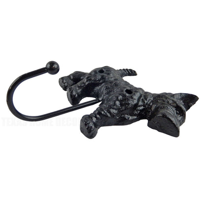 Scottie Dog Wall Hook Cast Iron Key Towel Leash Coat Hanger Black Finish