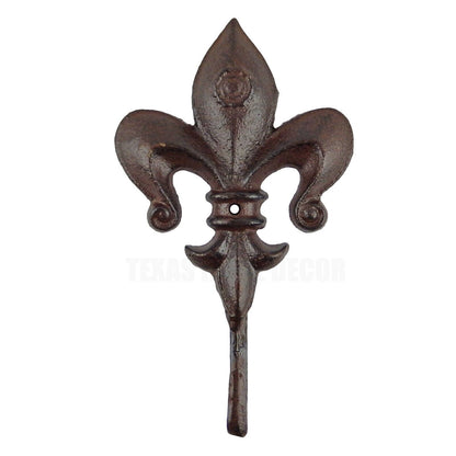 Fleur De Lis Wall Hook Cast Iron Victorian Key Towel Coat Hanger Rustic Brown