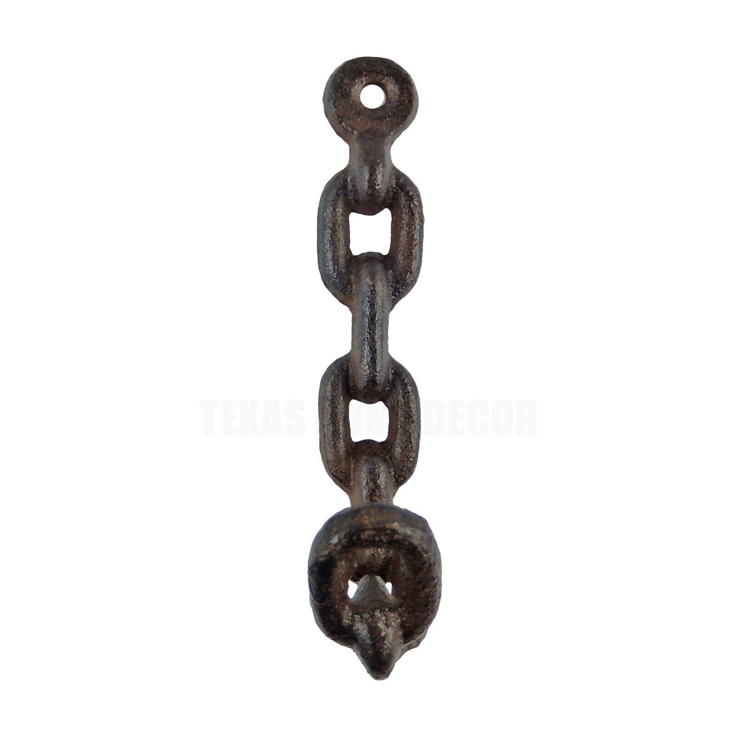 Small Chain Links Wall Hook Industrial Key Towel Coat Hanger Rustic Brown 4.5 in