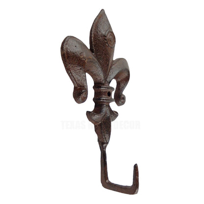 Fleur De Lis Wall Hook Cast Iron Victorian Key Towel Coat Hanger Rustic Brown