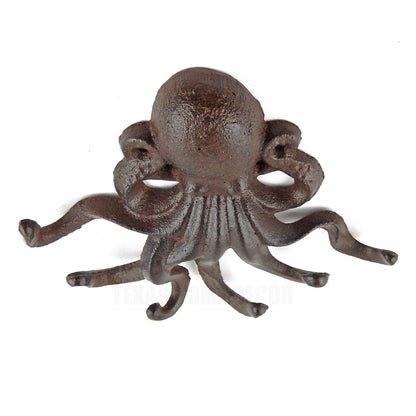 Octopus Tentacles Wall Hook Rack Cast Iron Nautical Key Towel Coat Hanger Brown