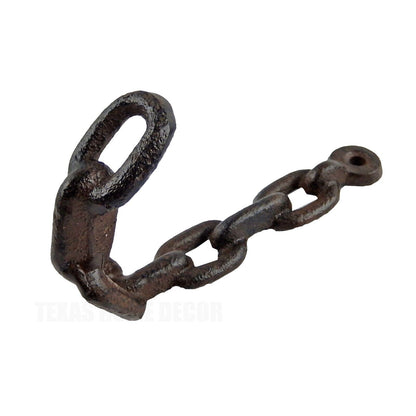 Small Chain Links Wall Hook Industrial Key Towel Coat Hanger Rustic Brown 4.5 in